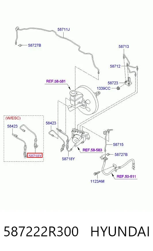 Трубка главного тормозного цилиндра к насосу АБС 587222R300 Hyundai/Kia