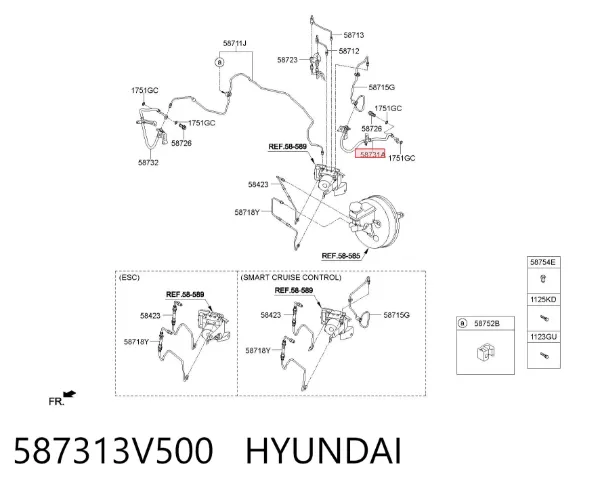 Шланг тормозной передний левый 587313V500 Hyundai/Kia
