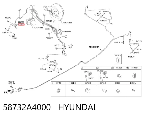 Шланг тормозной передний правый 58732A4000 Hyundai/Kia
