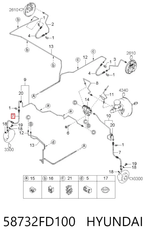 Шланг тормозной передний 58732FD100 Hyundai/Kia