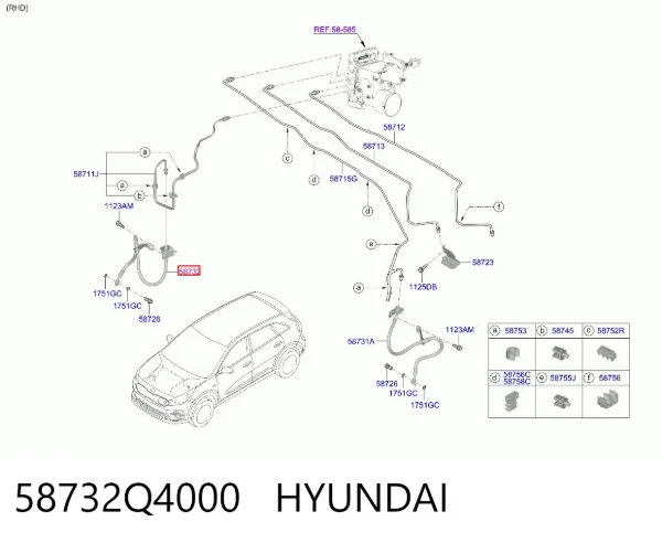 Шланг тормозной передний правый 58732Q4000 Hyundai/Kia