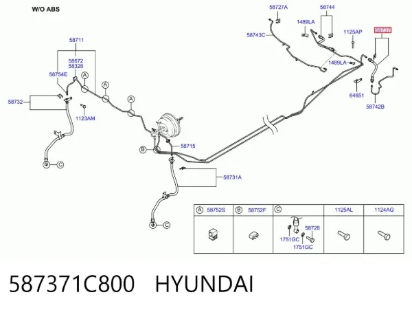 Шланг тормозной задний левый 587371C800 Hyundai/Kia