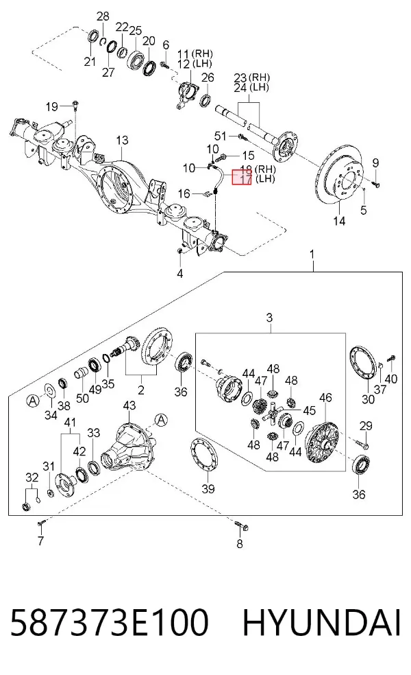 Шланг тормозной задний левый 587373E100 Hyundai/Kia
