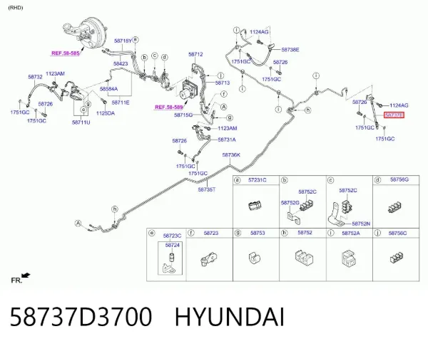 Шланг тормозной задний левый 58737D3700 Hyundai/Kia