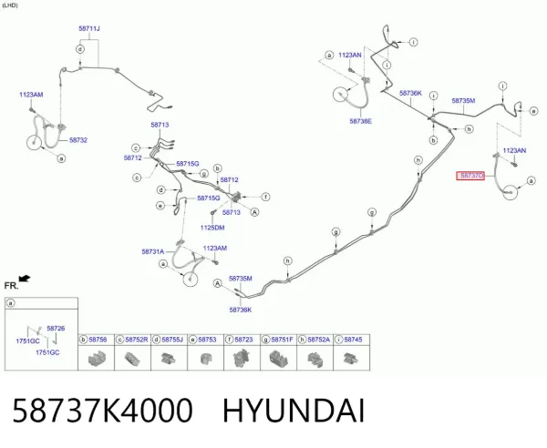 Шланг тормозной задний левый 58737K4000 Hyundai/Kia