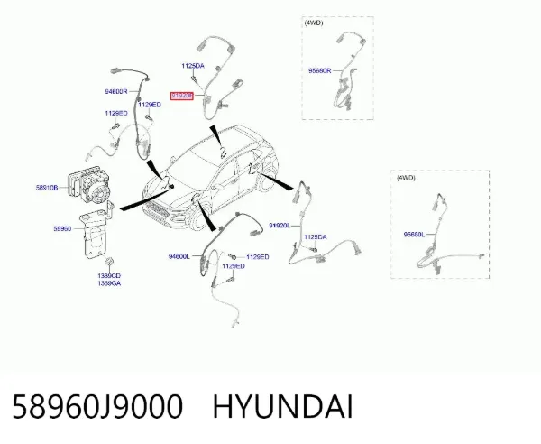 Датчик АБС задний правый 58960J9000 Hyundai/Kia