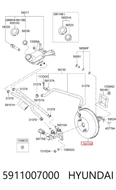 Усилитель тормозов (вакуумный) HYUNDAI 5911007000