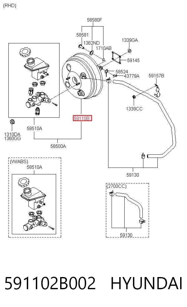 Усилитель тормозов 591102B002 Hyundai/Kia