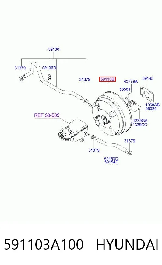 Усилитель тормозов 591103A100 Hyundai/Kia