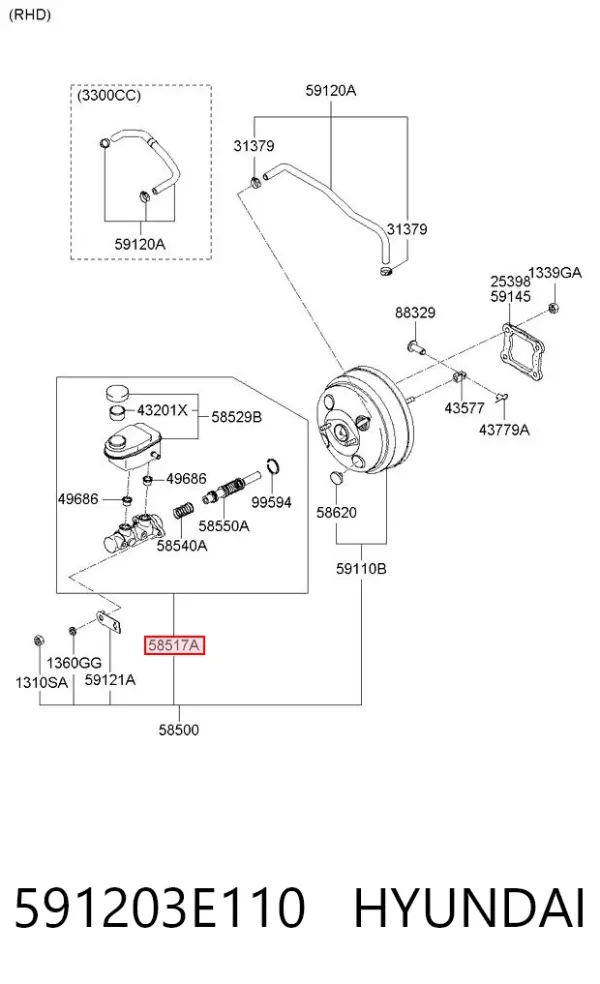 Главный тормозной цилиндр 591203E110 Hyundai/Kia