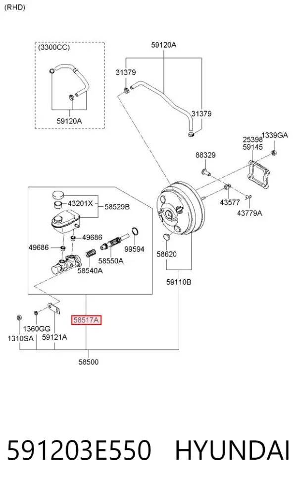 Главный тормозной цилиндр 591203E550 Hyundai/Kia