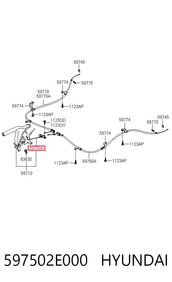 Передний трос ручника 597502E000 Hyundai/Kia