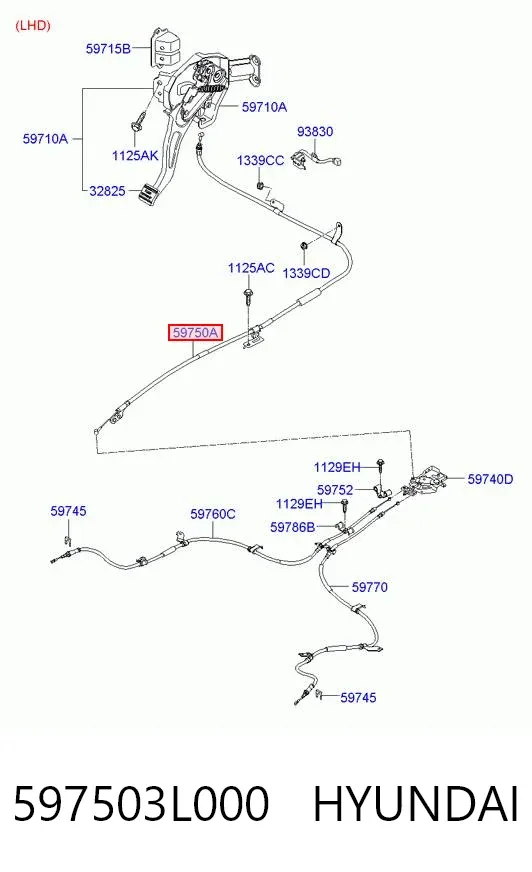 Передний трос ручника 597503L000 Hyundai/Kia