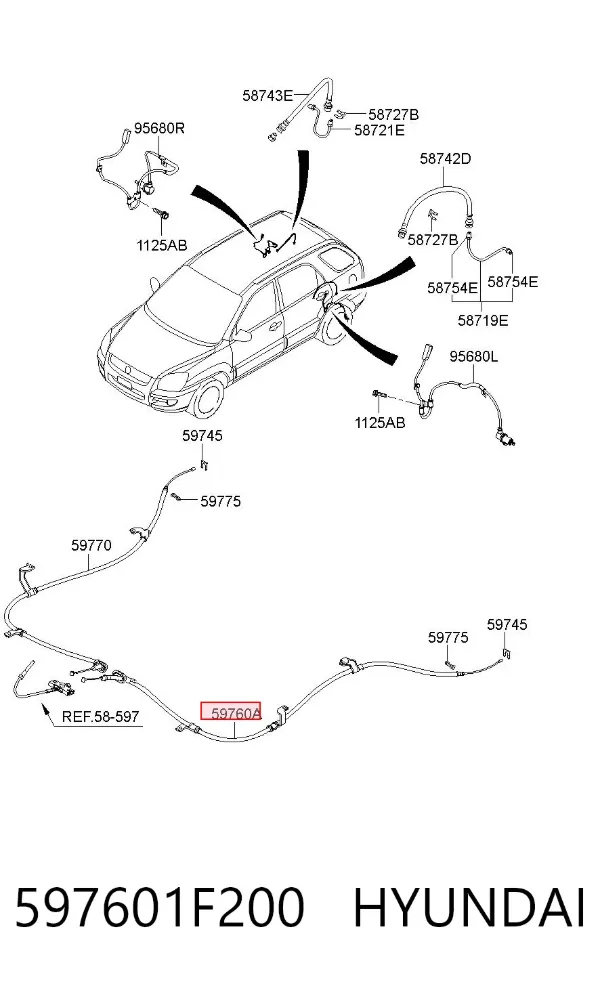 Трос ручника 597601F200 Hyundai/Kia