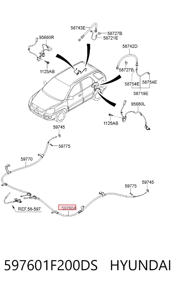 Трос ручника 597601F200DS Hyundai/Kia