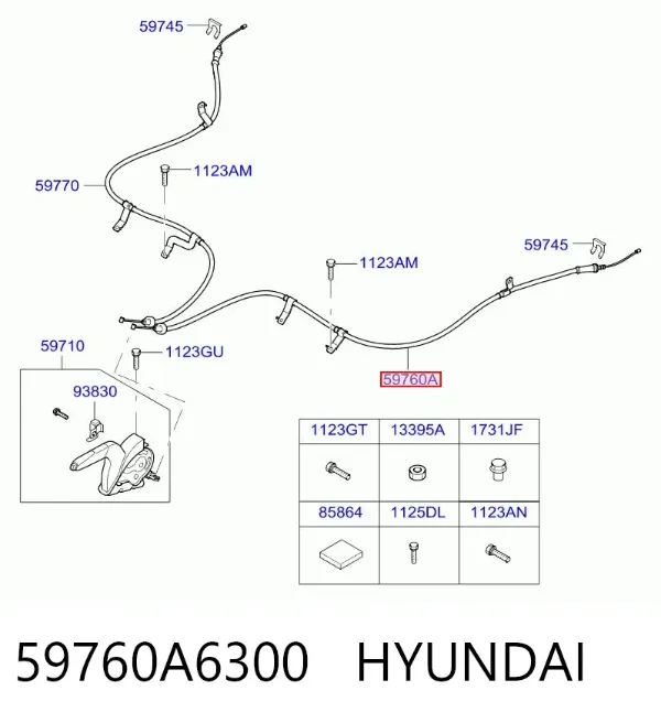Трос ручника 59760A6300 Hyundai/Kia