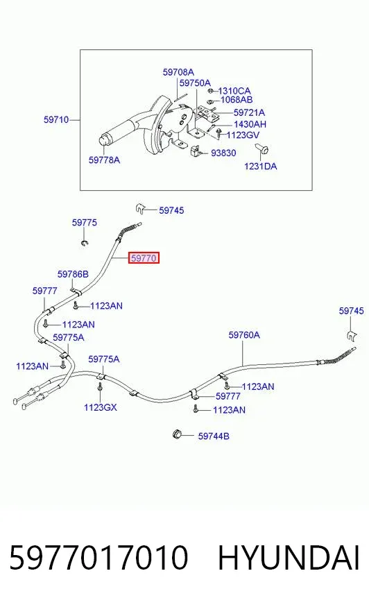 Задний правый трос ручника 5977017010 Hyundai/Kia