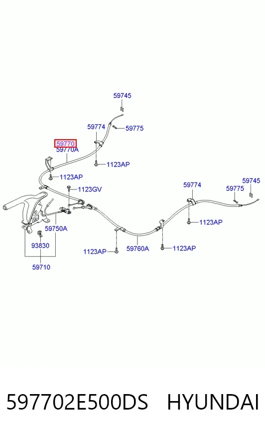 Задний правый трос ручника 597702E500DS Hyundai/Kia