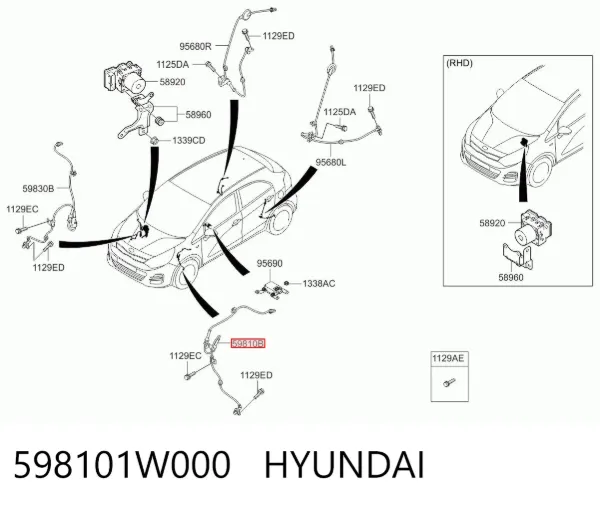 Датчик АБС (ABS) передний левый 598101W000 Hyundai/Kia