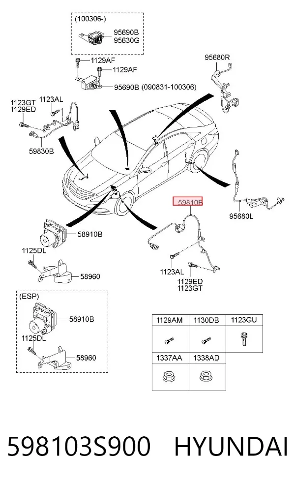 Датчик АБС (ABS) передний левый 598103S900 Hyundai/Kia