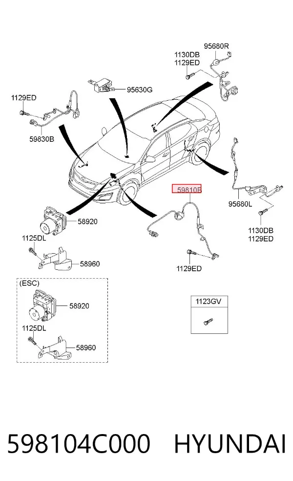 Датчик АБС (ABS) передний левый 598104C000 Hyundai/Kia