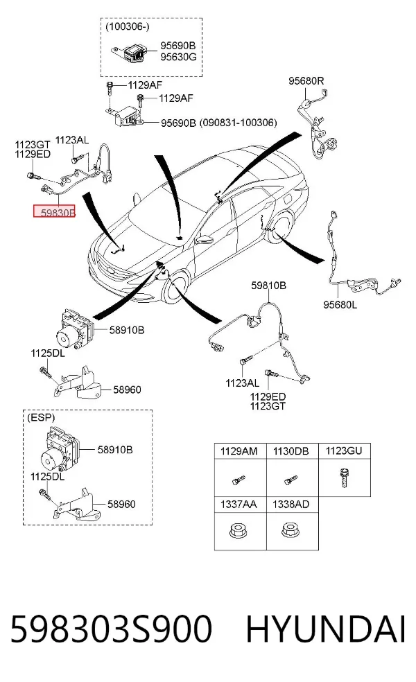 Датчик АБС (ABS) передний правый 598303S900 Hyundai/Kia