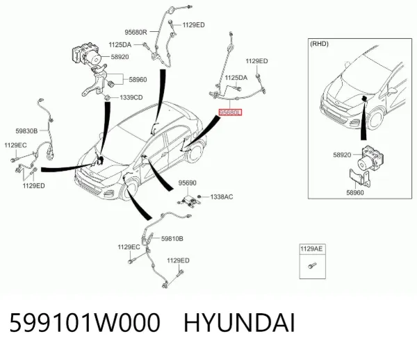 Датчик АБС задний левый 599101W000 Hyundai/Kia