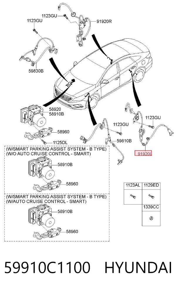 Датчик АБС задний левый 59910C1100 Hyundai/Kia