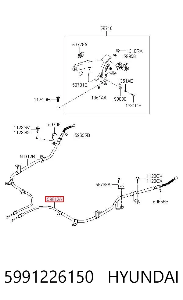 Трос ручника 5991226150 Hyundai/Kia