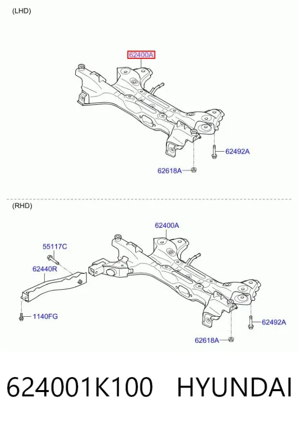 Подрамник передний 624001K100 Hyundai/Kia