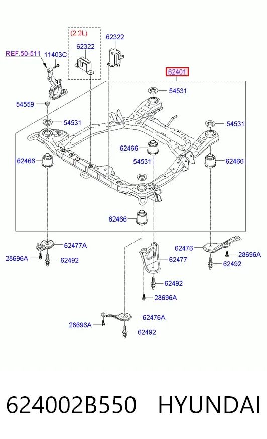 Подрамник передний 624002B550 Hyundai/Kia