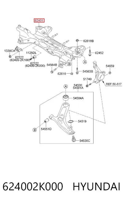 Балка крепления двигателя HYUNDAI 624002K000