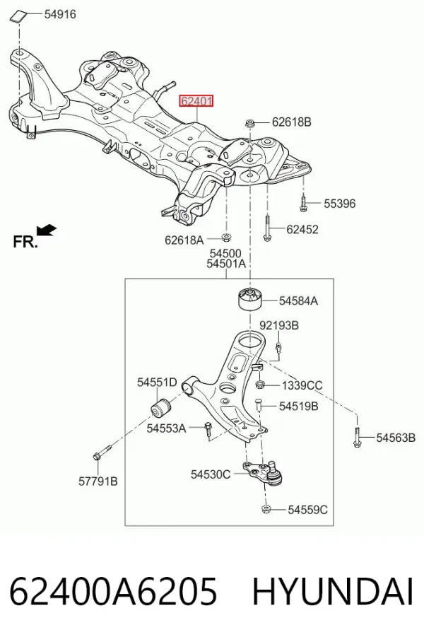 Балка крепления двигателя 62400A6205 Hyundai/Kia