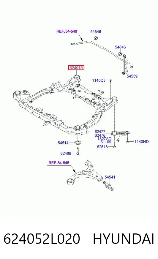 Балка передней подвески (подрамник) передняя 624052L020 Hyundai/Kia