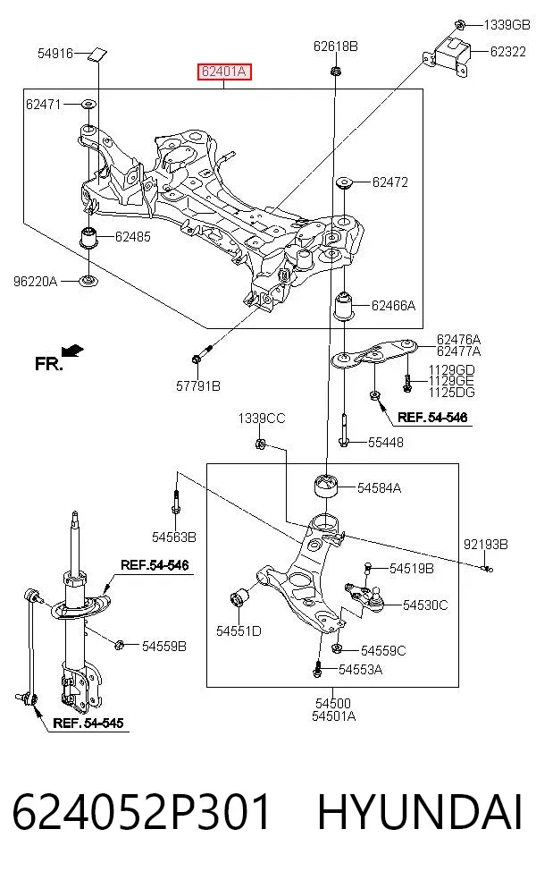 Подрамник передний 624052P301 Hyundai/Kia