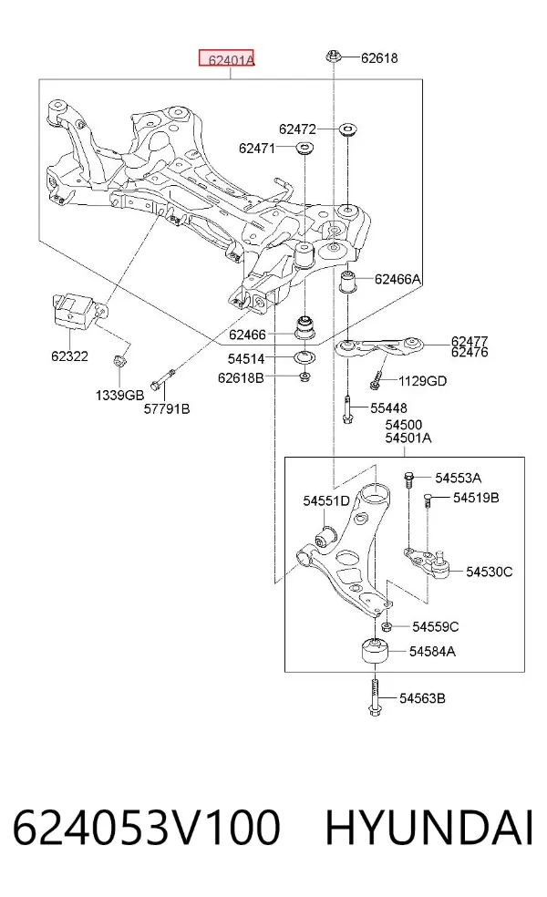 Подрамник передний 624053V100 Hyundai/Kia