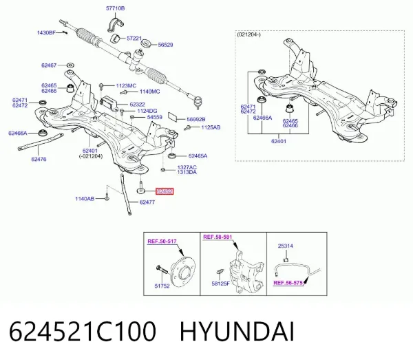 Болт нижнего рычага 624521C100 Hyundai/Kia