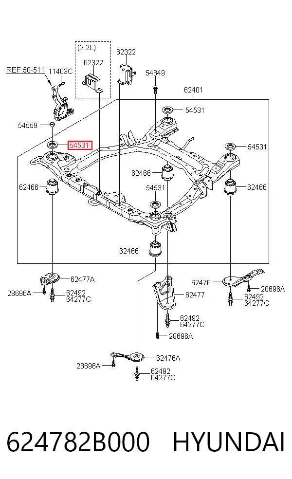 Сайлентблок переднего рычага 624782B000 Hyundai/Kia
