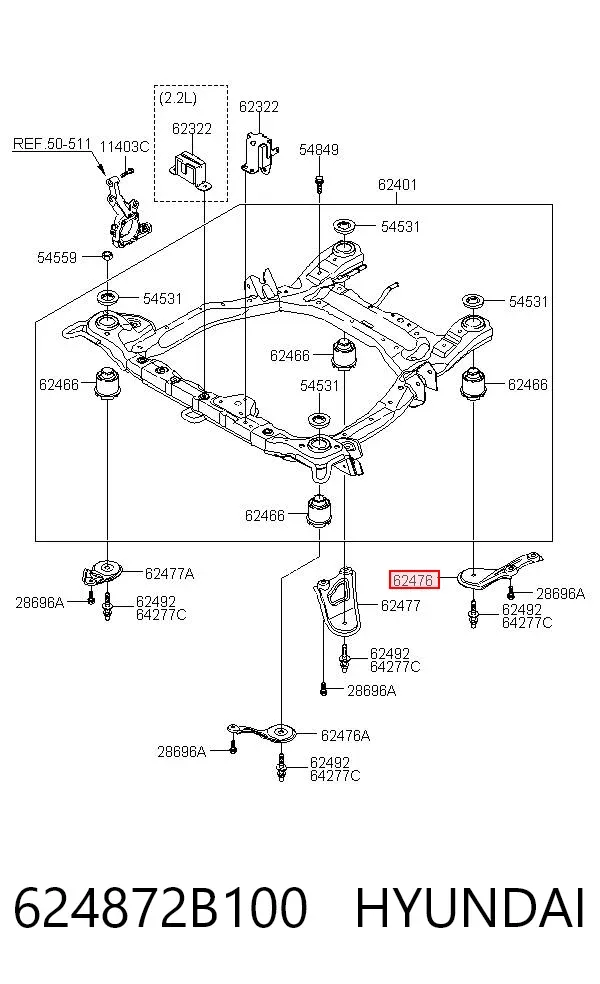 Кронштейн передней балки 624872B100 Hyundai/Kia