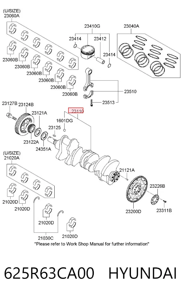 Коленвал 625R63CA00 Hyundai/Kia
