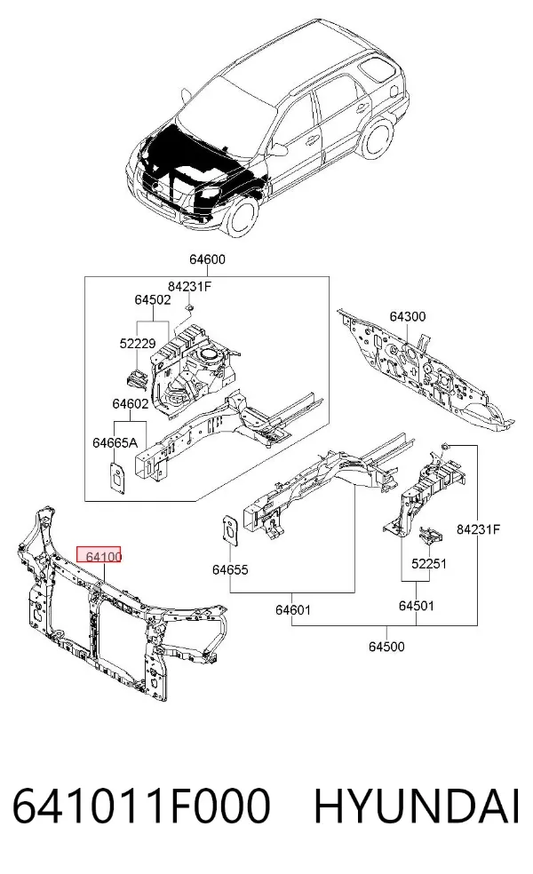 Рамка радиатора 641011F000 Hyundai/Kia