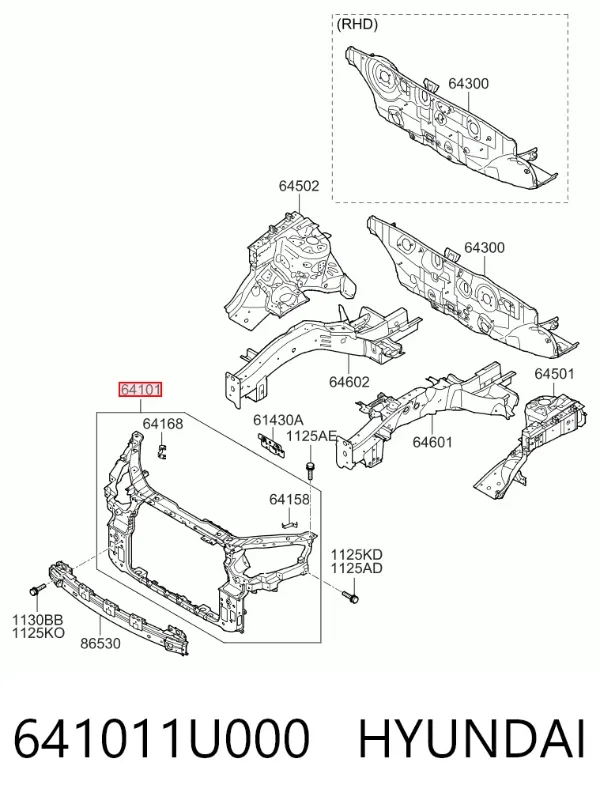 Рамка радиатора 641011U000 Hyundai/Kia