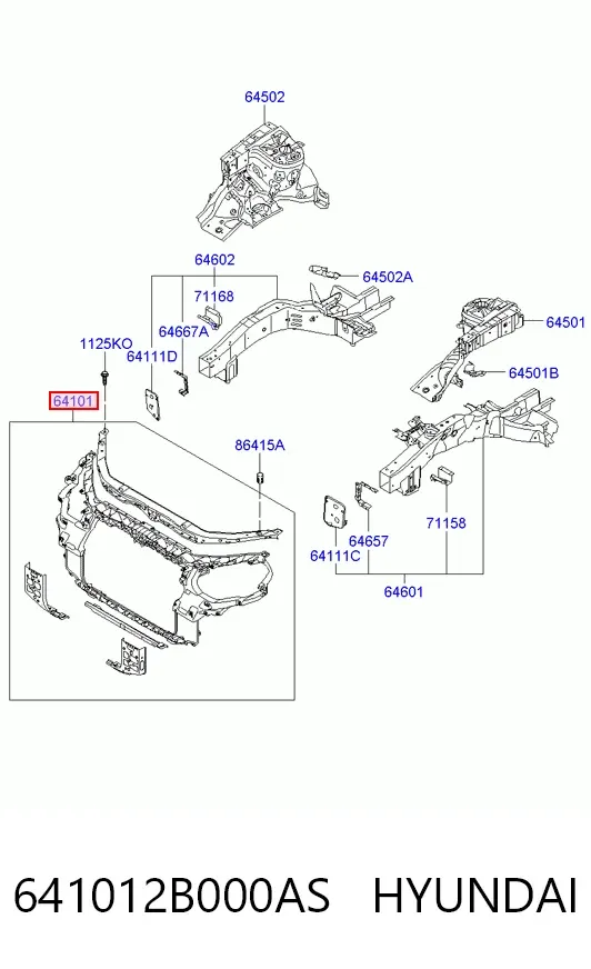 Рамка радиатора 641012B000AS Hyundai/Kia