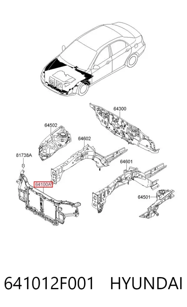 Рамка радиатора 641012F001 Hyundai/Kia