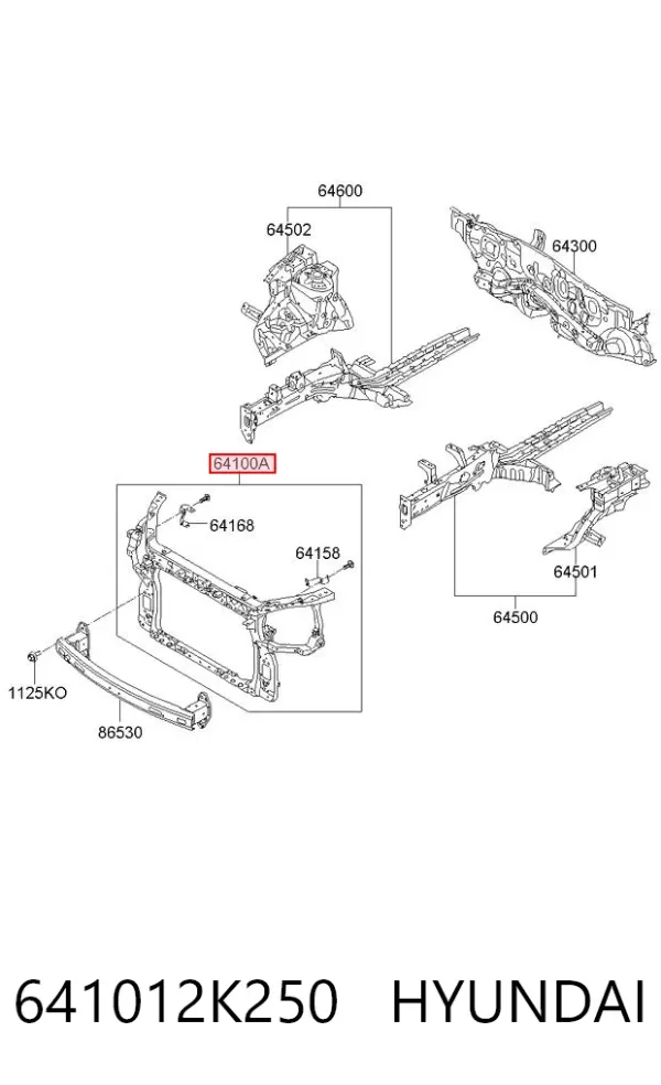 Рамка радиатора 641012K250 Hyundai/Kia