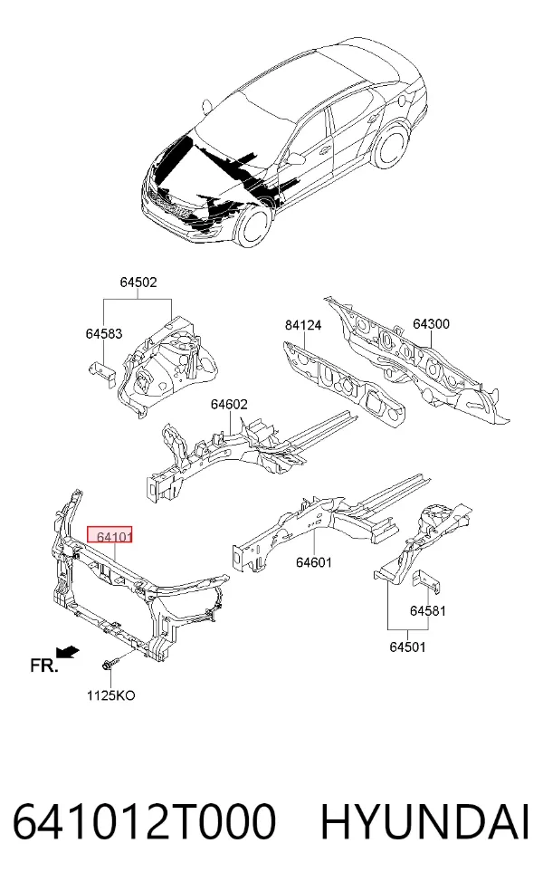 Рамка радиатора 641012T000 Hyundai/Kia