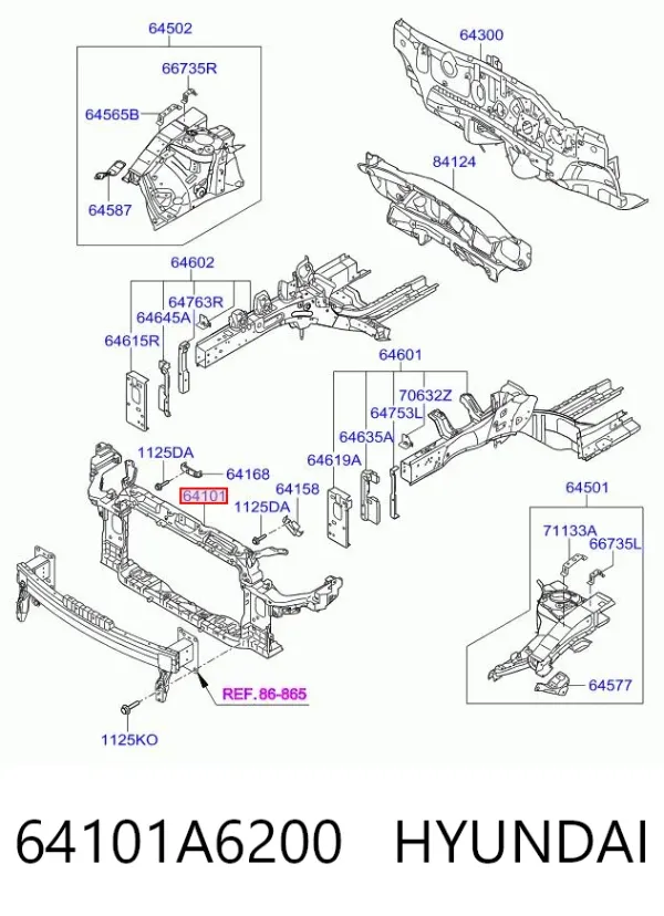 Рамка радиатора 64101A6200 Hyundai/Kia