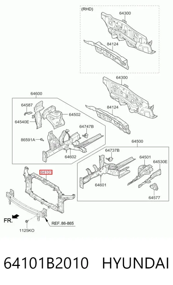 Рамка радиатора 64101B2010 Hyundai/Kia