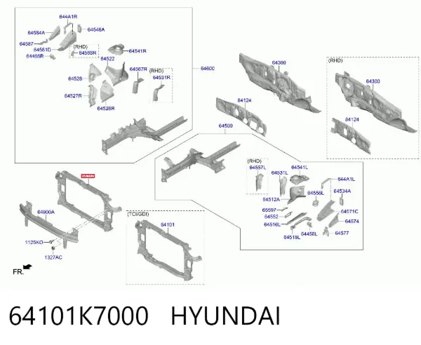 Рамка радиатора 64101K7000 Hyundai/Kia
