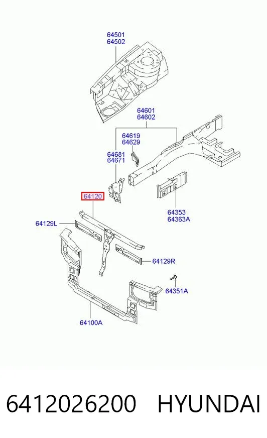 Верхняя рамка радиатора 6412026200 Hyundai/Kia